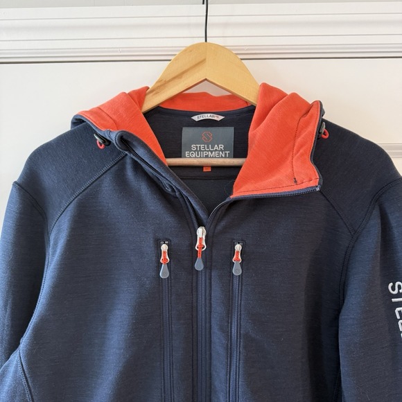 Stellar Equipment Men's Guide Merino Wool Hood Hoodie Navy Blue Size XL Full Zip - Picture 2 of 8